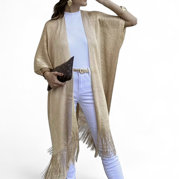 Cardigan copricostume con frange