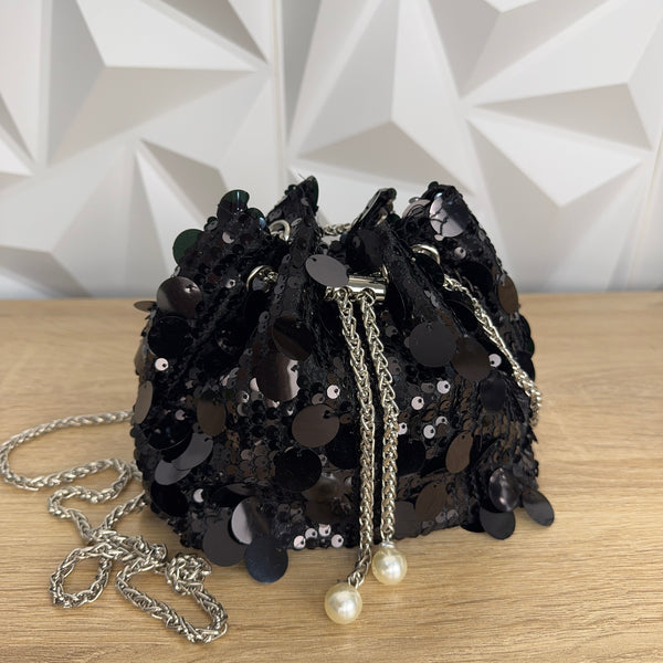 Borsa secchiello paillettes